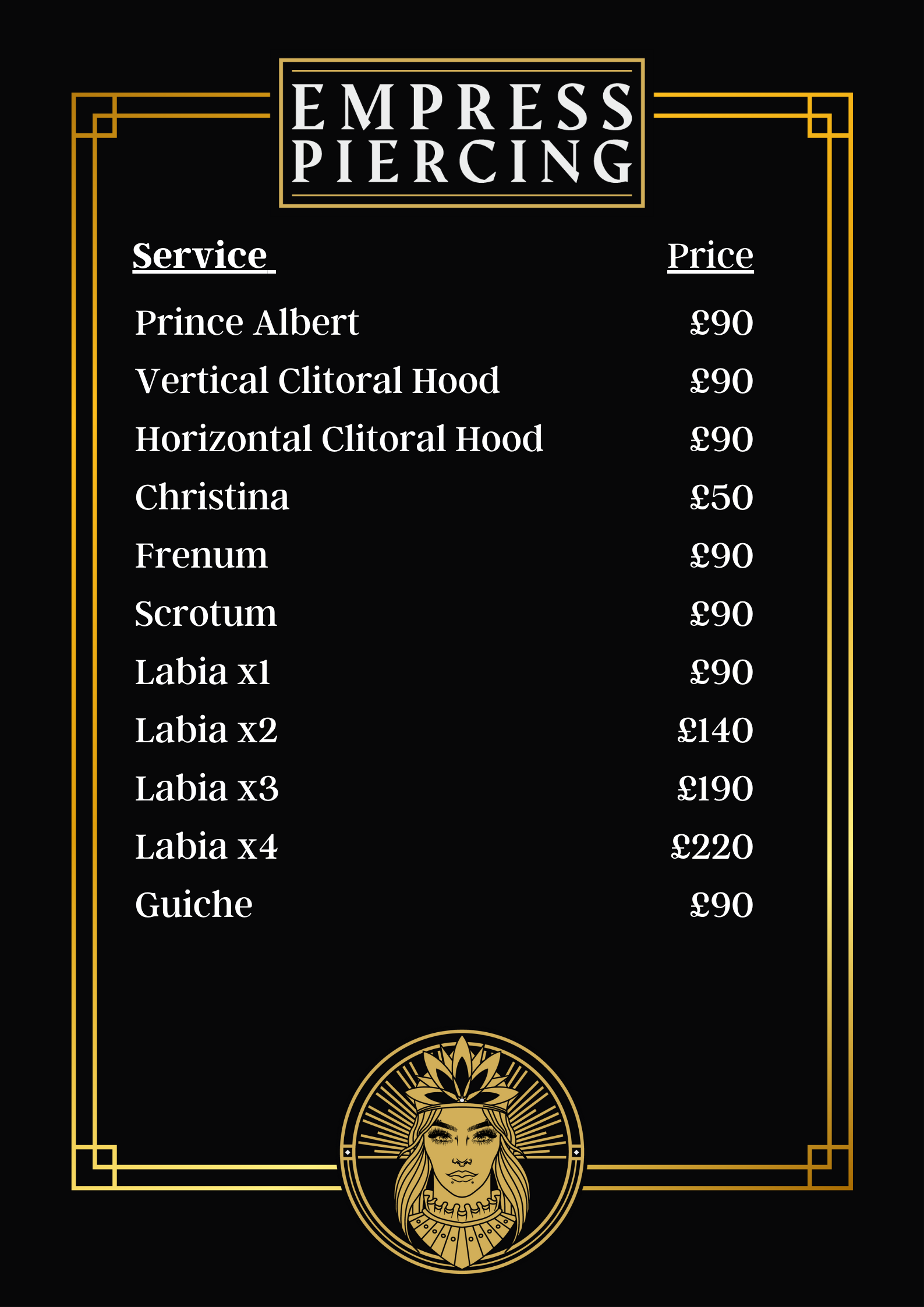 Prince albert 2025 piercing price